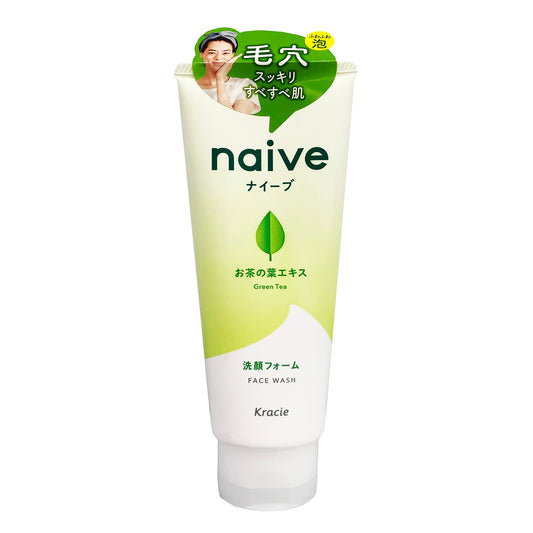 Front graphic view of Kracie Naive Face Wash Foam - Green Tea 4.5oz