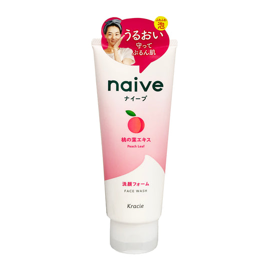 Front graphic view of Kracie Naive Face Wash Foam - Peach 4.5oz
