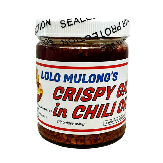 Front graphic image of LOLO Mulong's Crispy Garlic In Chili Oil - Hot Spicy 9oz