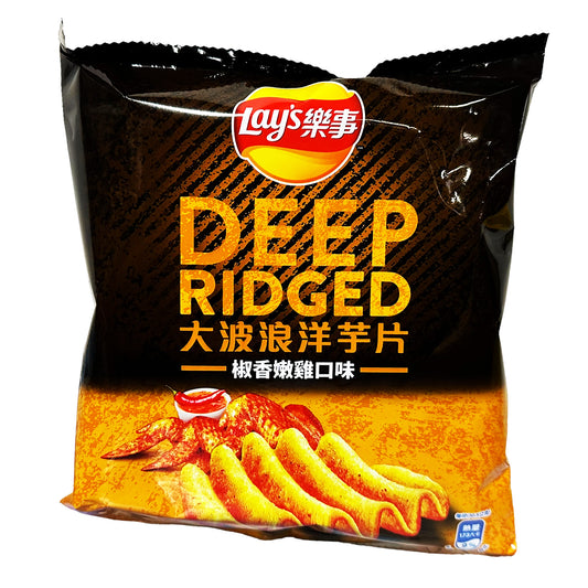 Front graphic image of Lay's Deep Ridged Chips - Pepper Chicken Flavor 1.07oz (30.5g)