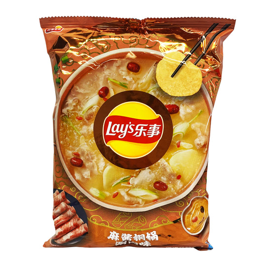 Front graphic image of Lay's Potato Chips - Sesame Sauce Hot Pot Flavor 2.4oz (70g) - 乐事薯片 乐事薯片 麻酱铜锅涮肉味 2.4oz (70g)