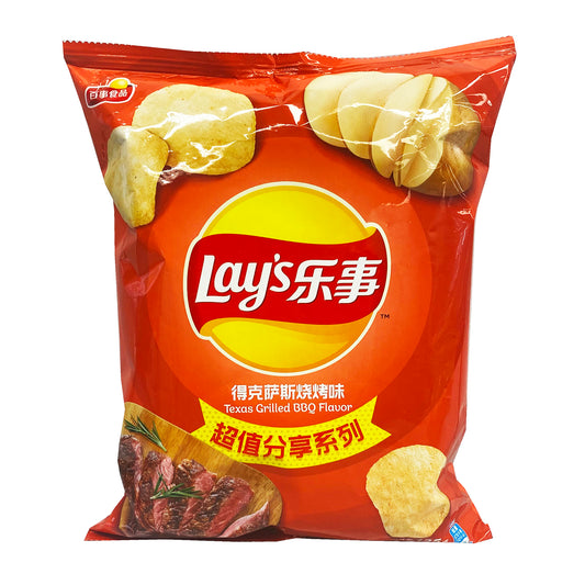 Front graphic image of Lay's Potato Chips - Texas Grilled BBQ Flavor 4.76oz - 乐事薯片 - 得克萨斯烧烤味 4.76oz