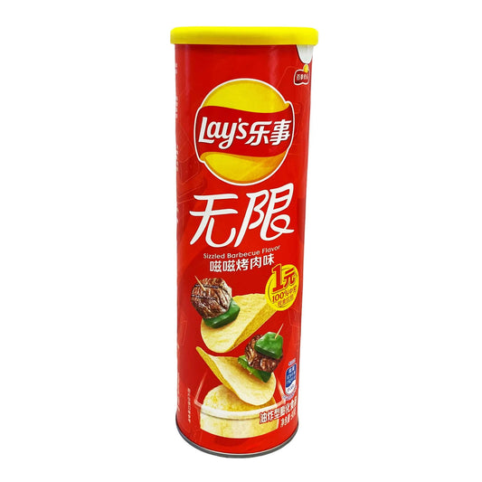 Front graphic image of Lay's Stax Potato Chips - Sizzled Barbecue Flavor 3.17oz (90g) - 乐事无限薯片 - 嗞嗞烤肉味 3.17oz (90g)