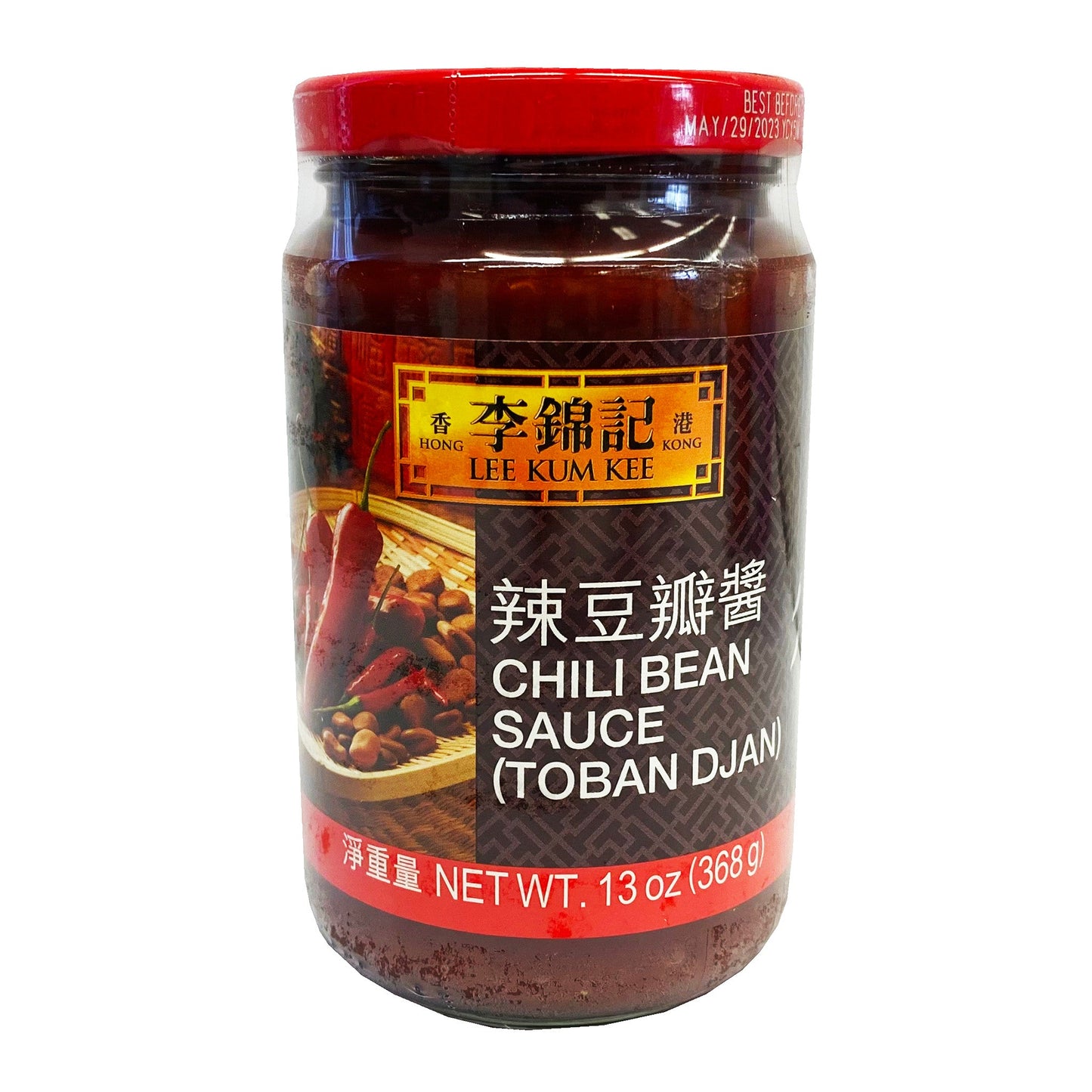 Front graphic image of Lee Kum Kee Chili Bean Sauce 13oz