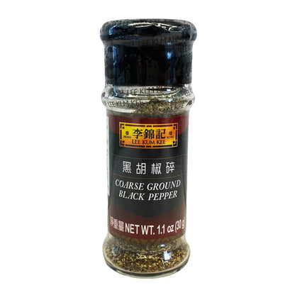 Front graphic image of Lee Kum Kee Coarse Ground Black Pepper 1.1oz (30g)