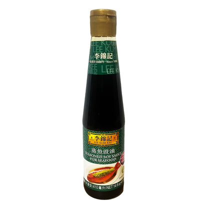 Front graphic image of Lee Kum Kee Seasoned Soy Sauce For Seafood 14oz - 李锦记 蒸鱼豉油 14oz