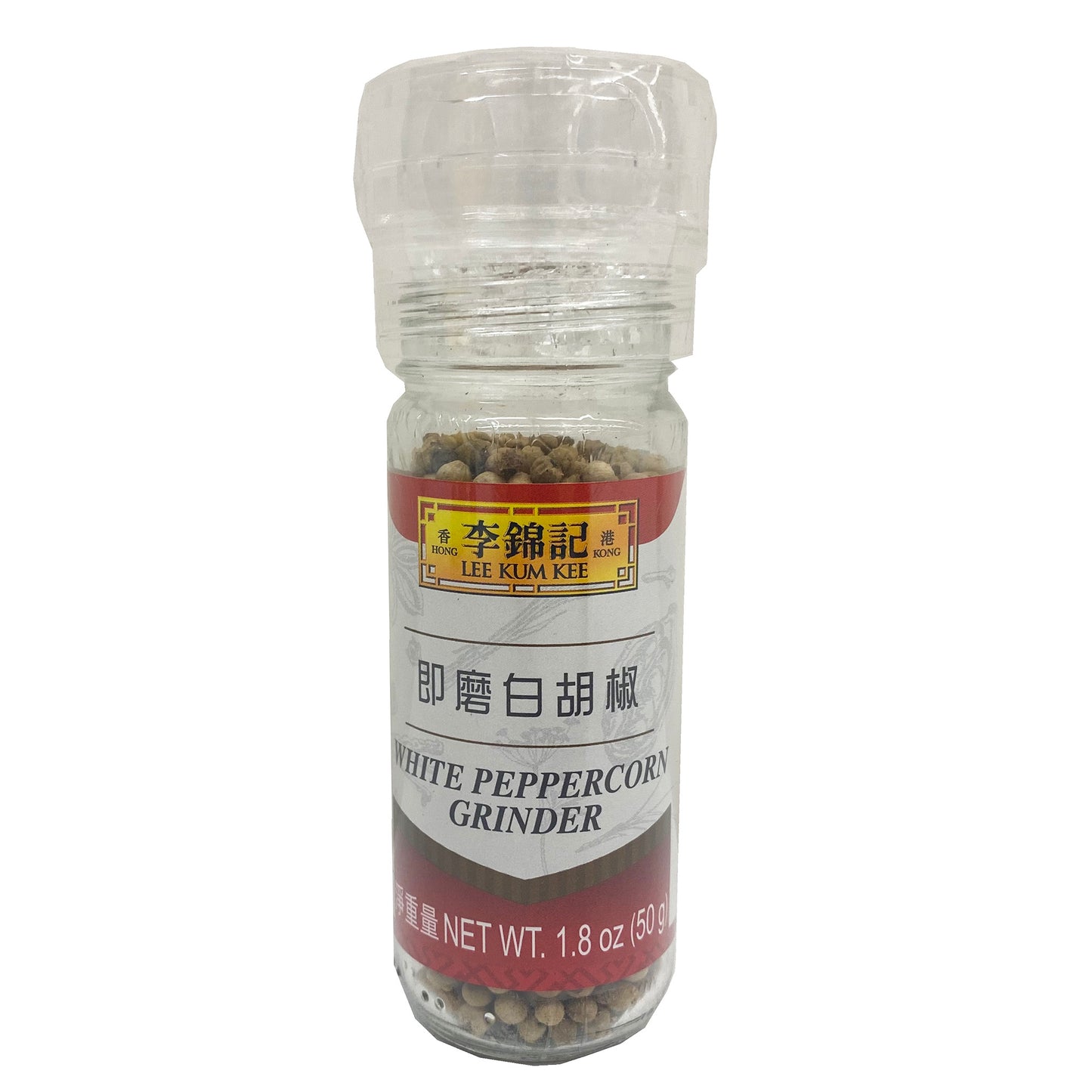 Front graphic image of Lee Kum Kee White Peppercorn Grinder 1.8oz