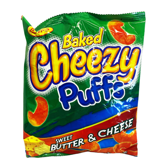 Front graphic view of Leslie's Baked Cheezy Puffs - Sweet Butter & Cheese 1.94oz (55g)