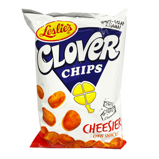 Front graphic image of Leslie's Clover Chips - Cheesier Flavor 5.12oz