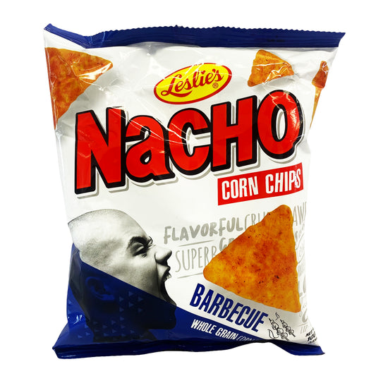 Front graphic image of Leslie's Nacho Corn Chips - Barbecue 3.53oz (100g)