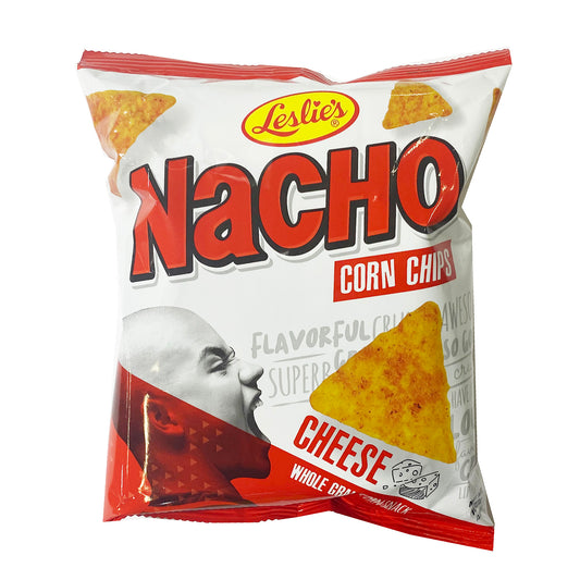 Front graphic image of Leslies Nacho Corn Chips Cheese 3.53oz