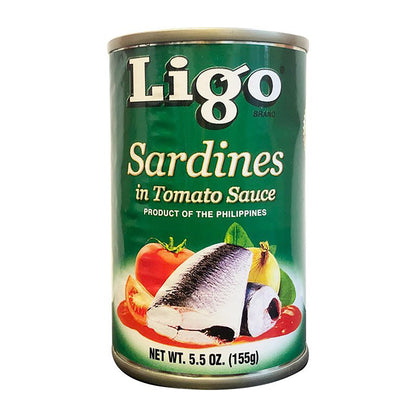 Front graphic image of Ligo Sardines In Tomato Sauce 5.5oz