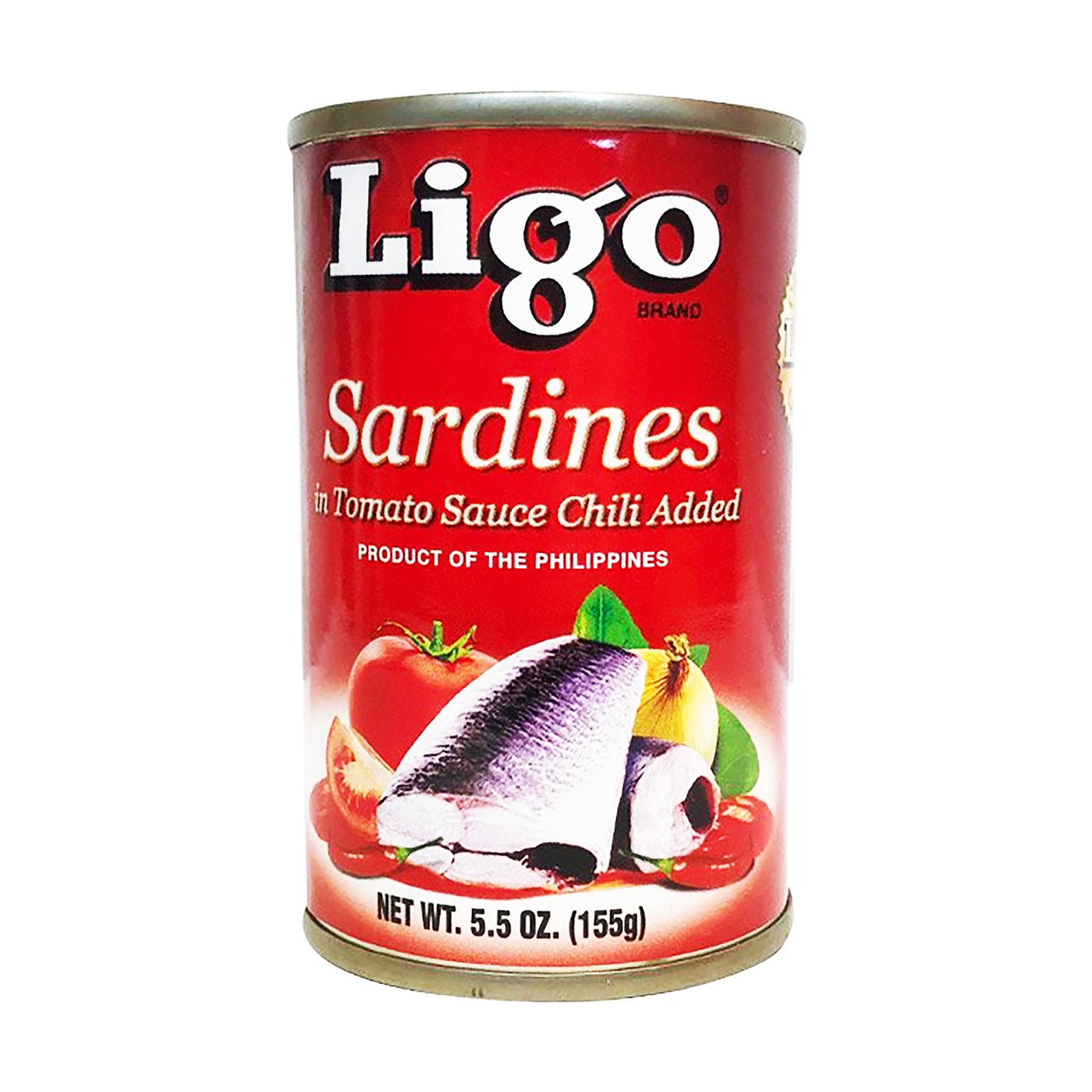 Front graphic image of Ligo Sardines In Tomato Chili Sauce 5.5oz