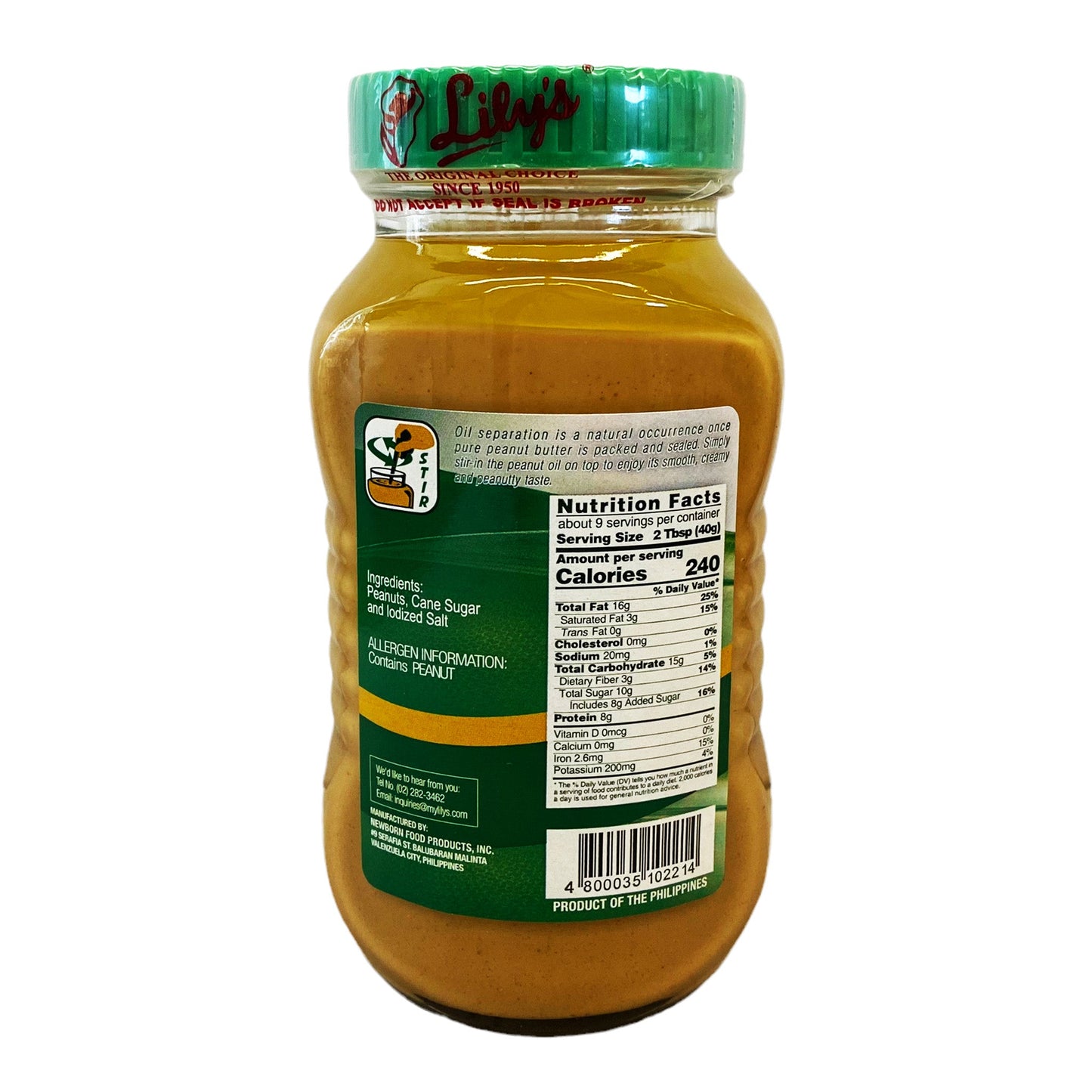 Back graphic image of Lily's Peanut Butter - Classic 10.44oz (296g)