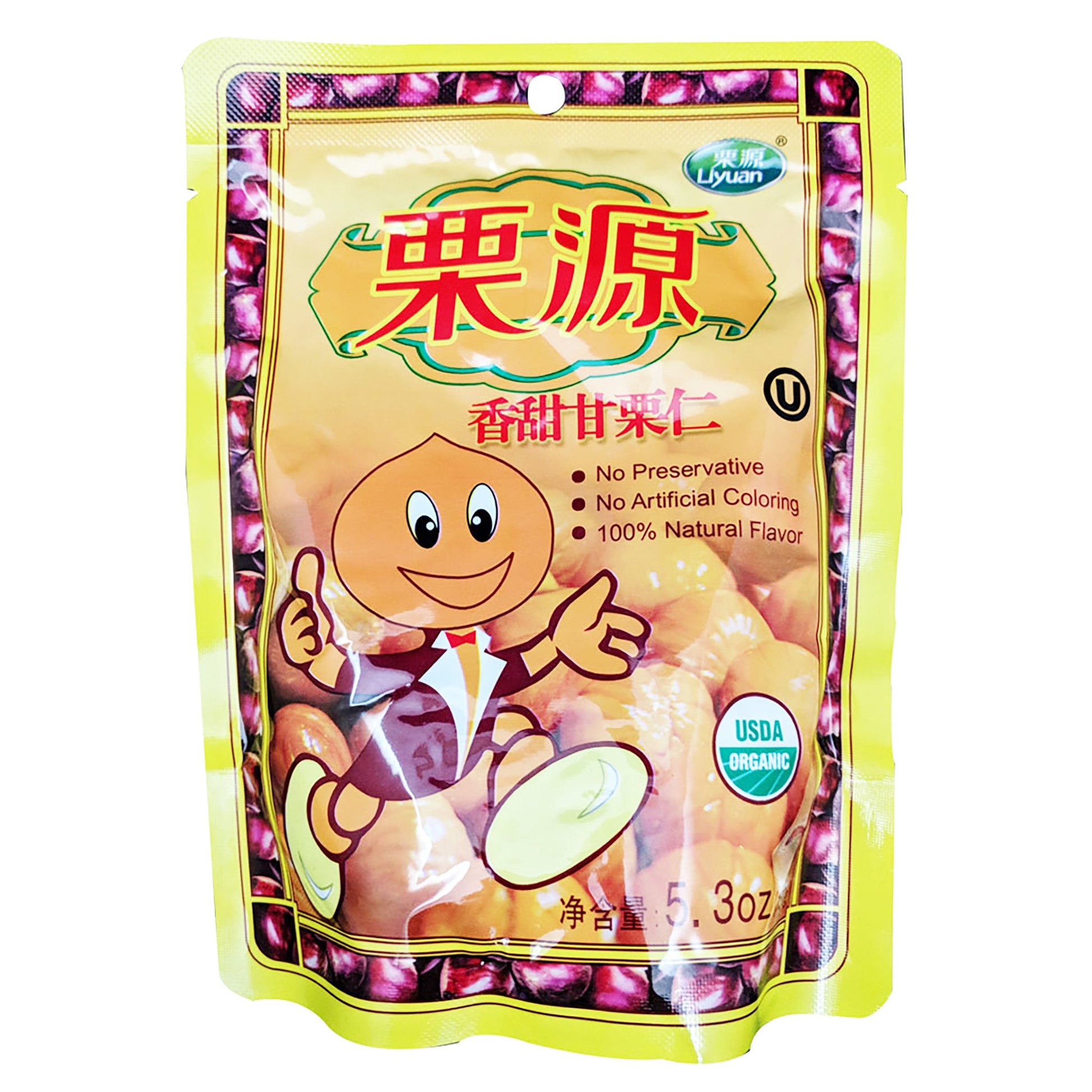 Front graphic image of Liyuan Roasted Organic Chestnuts 5.3oz