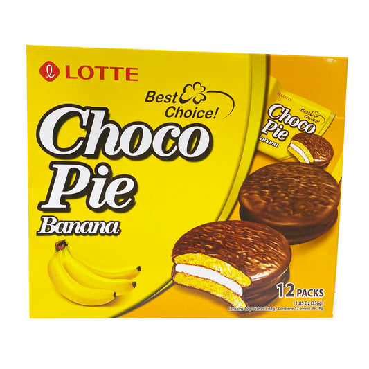 Front graphic image of Lotte Choco Pie - Banana Flavor 11.85oz