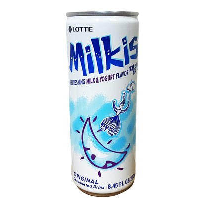 Front graphic image of Lotte Milkis Drink Can Original Flavor 8.45oz 