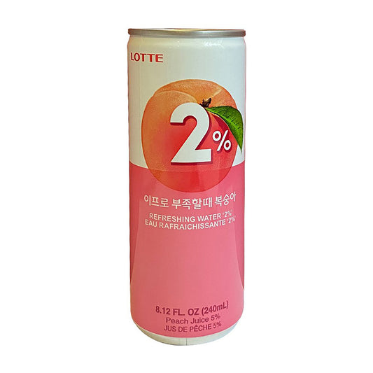 Front graphic image of Lotte Soft Drink Can 2% Peach Flavor 8.12oz 