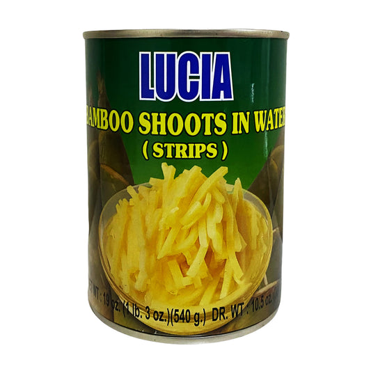 Front graphic image of Lucia Bamboo Shoots Strip In Water 19oz (540g)