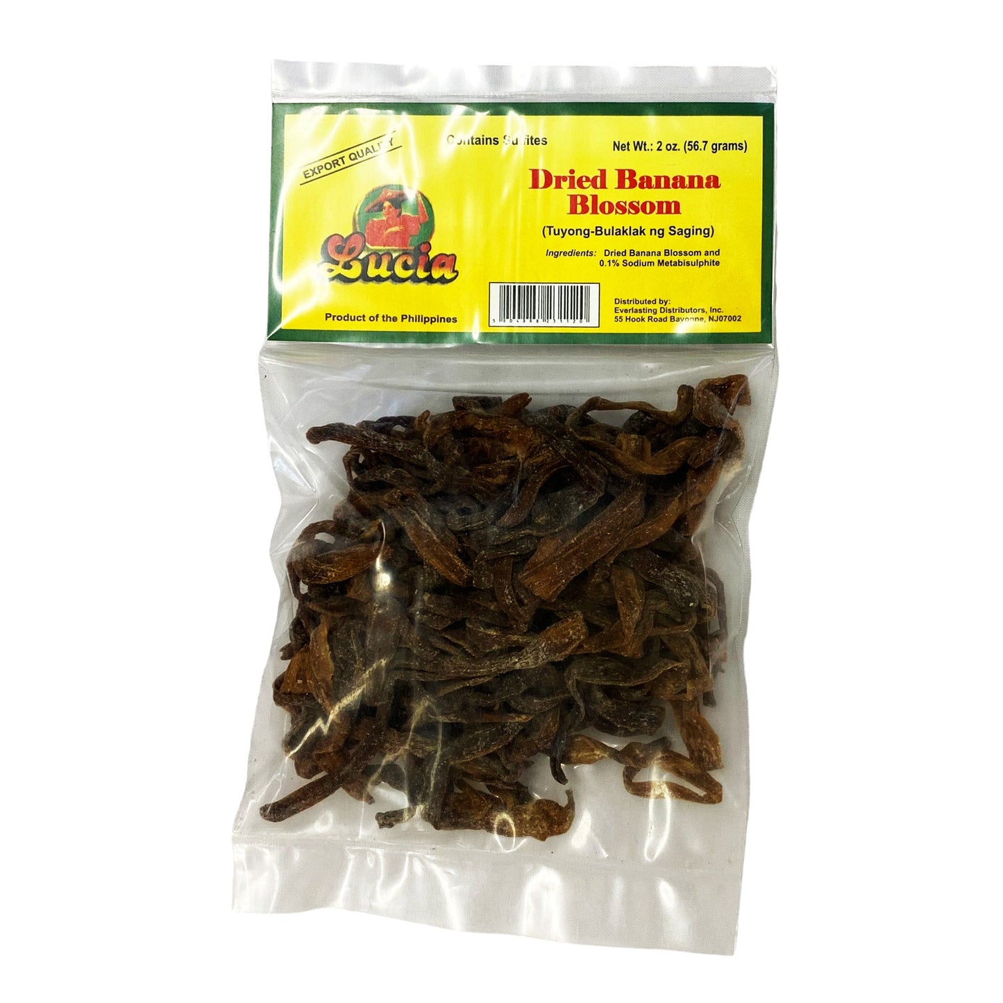 Front graphic image of Lucia Dried Banana Flower 2oz