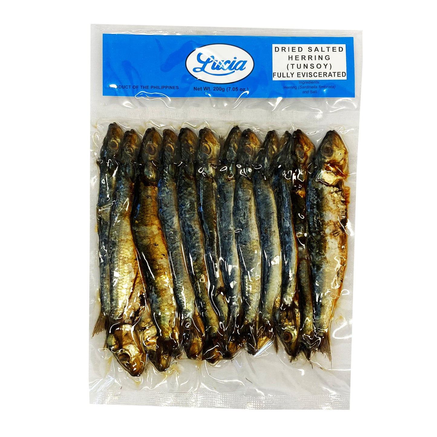 Front graphic view of Lucia Dried Salted Herring - Tunsoy 7.05oz