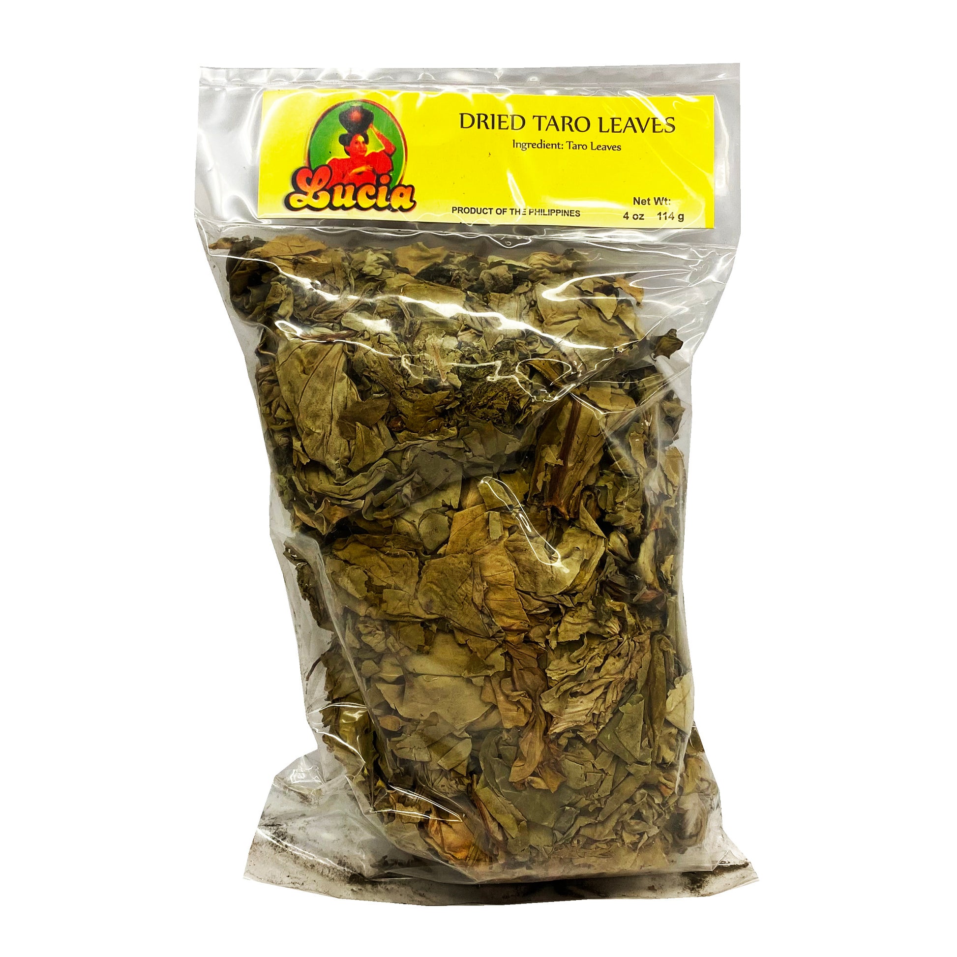 Front graphic image of Lucia Dried Taro Leaves 4oz (114g)