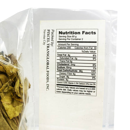 Back graphic image of Lucia Dried Taro Leaves 4oz (114g) 