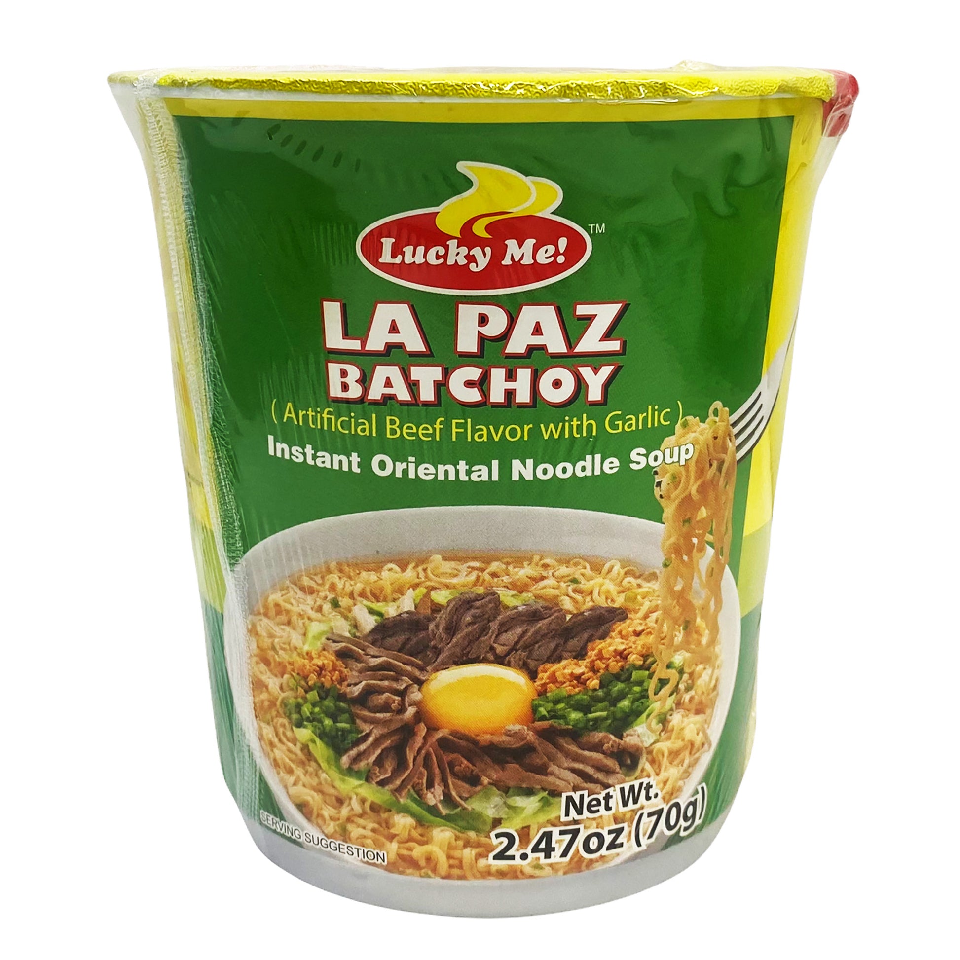 Front graphic image of Lucky Me Instant Cup Noodle Soup - La Paz Batchoy Flavor 2.47oz