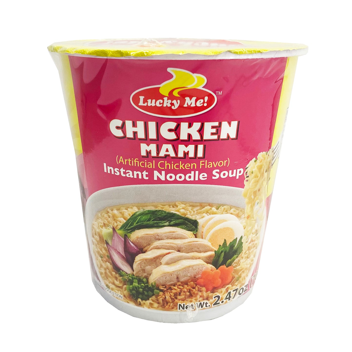 Front graphic image of Lucky Me Instant Cup Noodle Soup - Chicken Mami Flavor 2.46oz