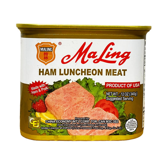 Front graphic view of Ma Ling Bestal Luncheon Meat 12oz
