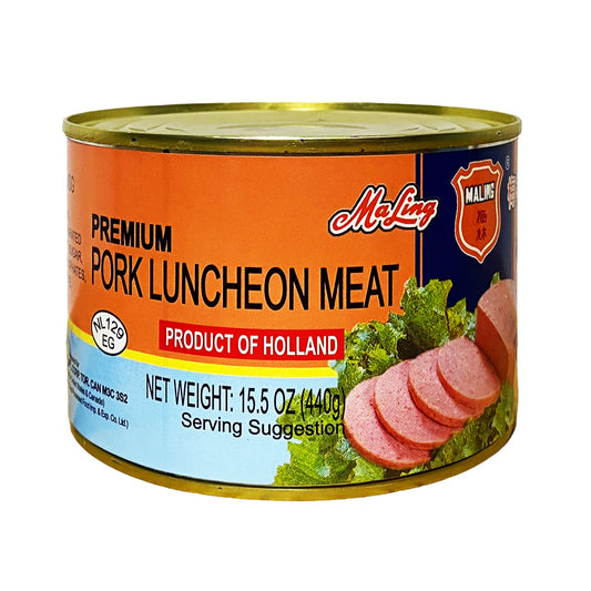 Front graphic view of Ma Ling Pork Luncheon Meat 15.5oz