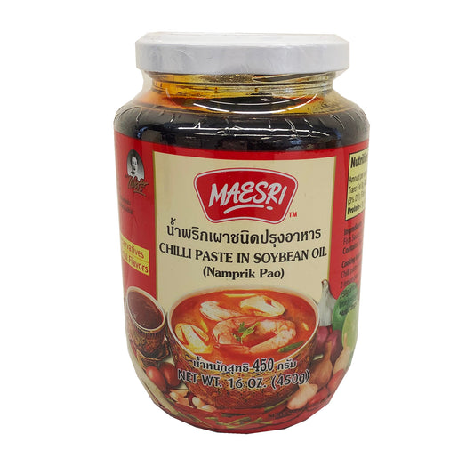 Front graphic image of Maesri Chili Paste In Soybean Oil - Namprik Pao 16oz