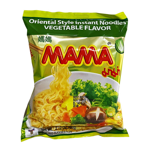 Front graphic image of Mama Oriental Style Instant Noodle - Vegetable Flavor 2.12oz (60g)