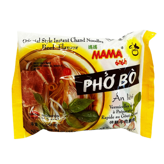 Front graphic image of Mama Pho Bo Instant Rice Noodle - Beef Flavor 1.94oz