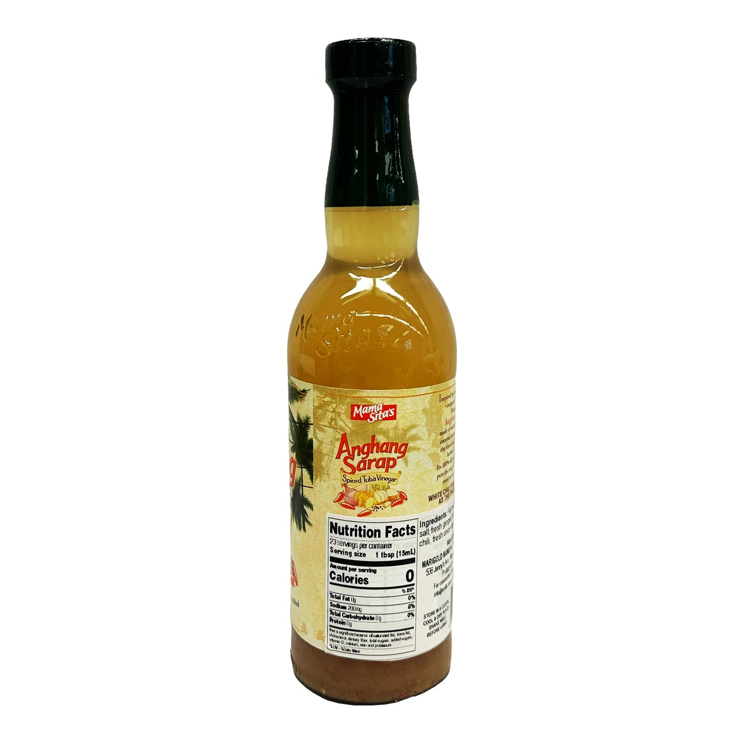 Back graphic image of Mama Sita's Anghang Sarap- Spiced Tuba Vinegar 11.83oz (350ml)