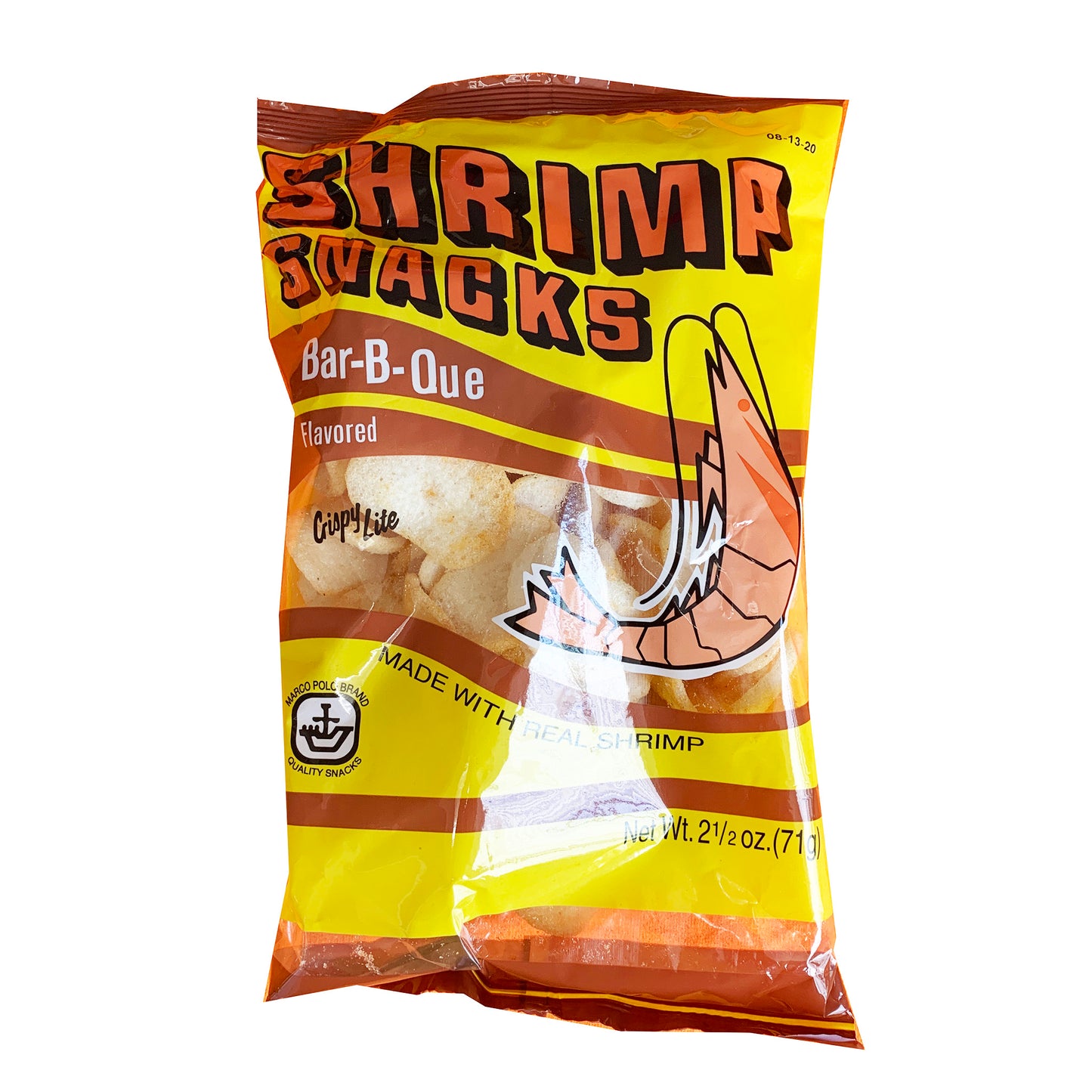 Front graphic image of Marco Polo Shrimp Snack - Barbecue 2.5oz