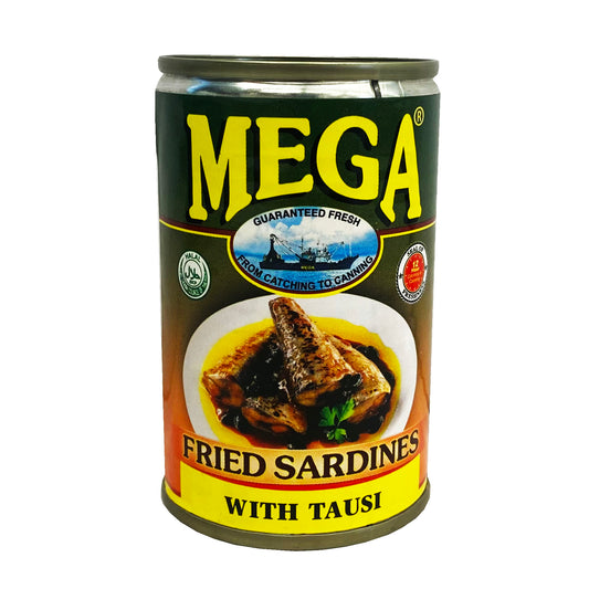 Front graphic image of Mega Fried Sardines With Tausi 5.5oz