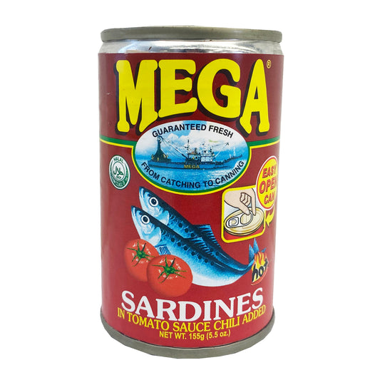 Front graphic image of Mega Sardines In Tomato Chili Sauce 5.5oz