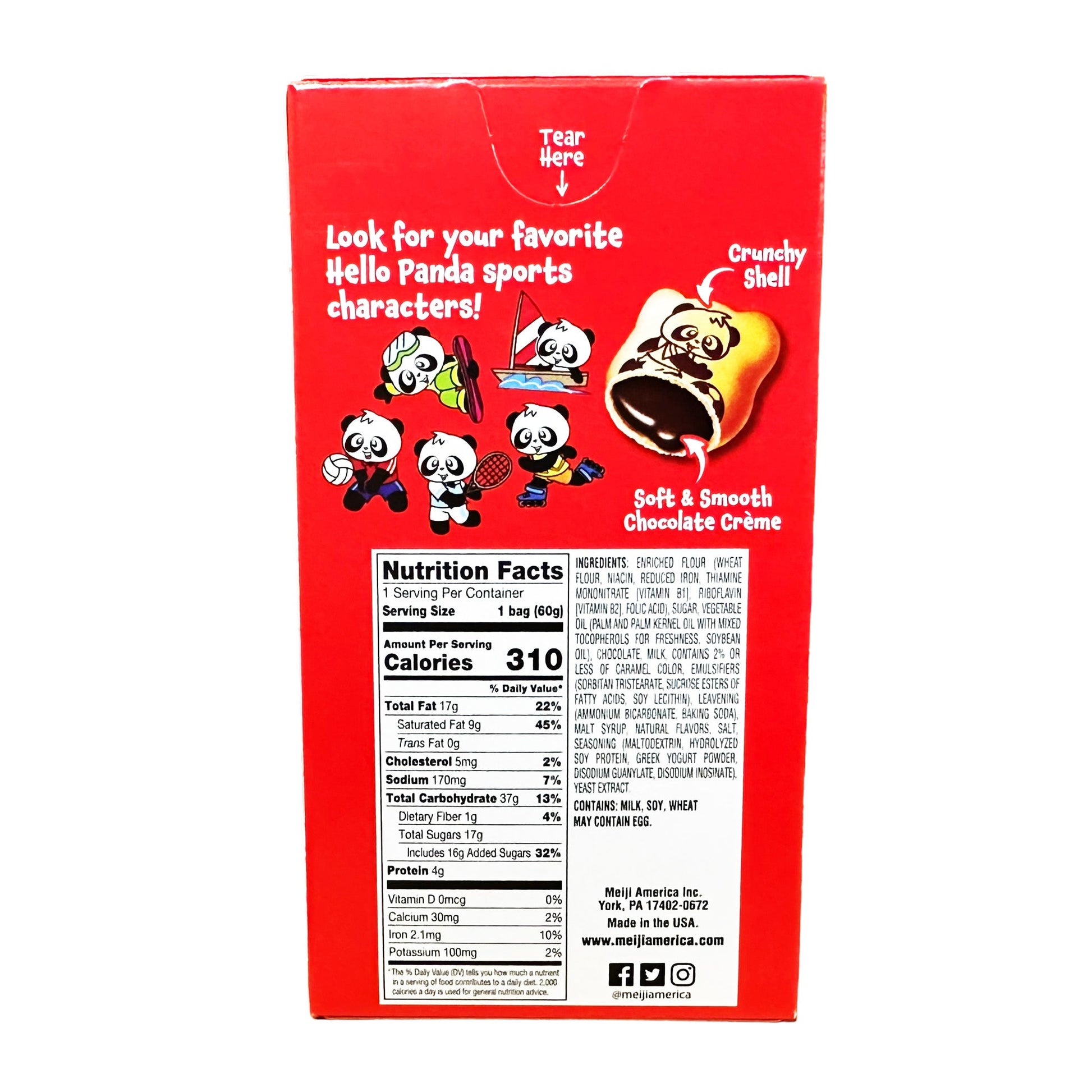 Back graphic image of Meiji Hello Panda Cookies - Chocolate Cream 2.1oz