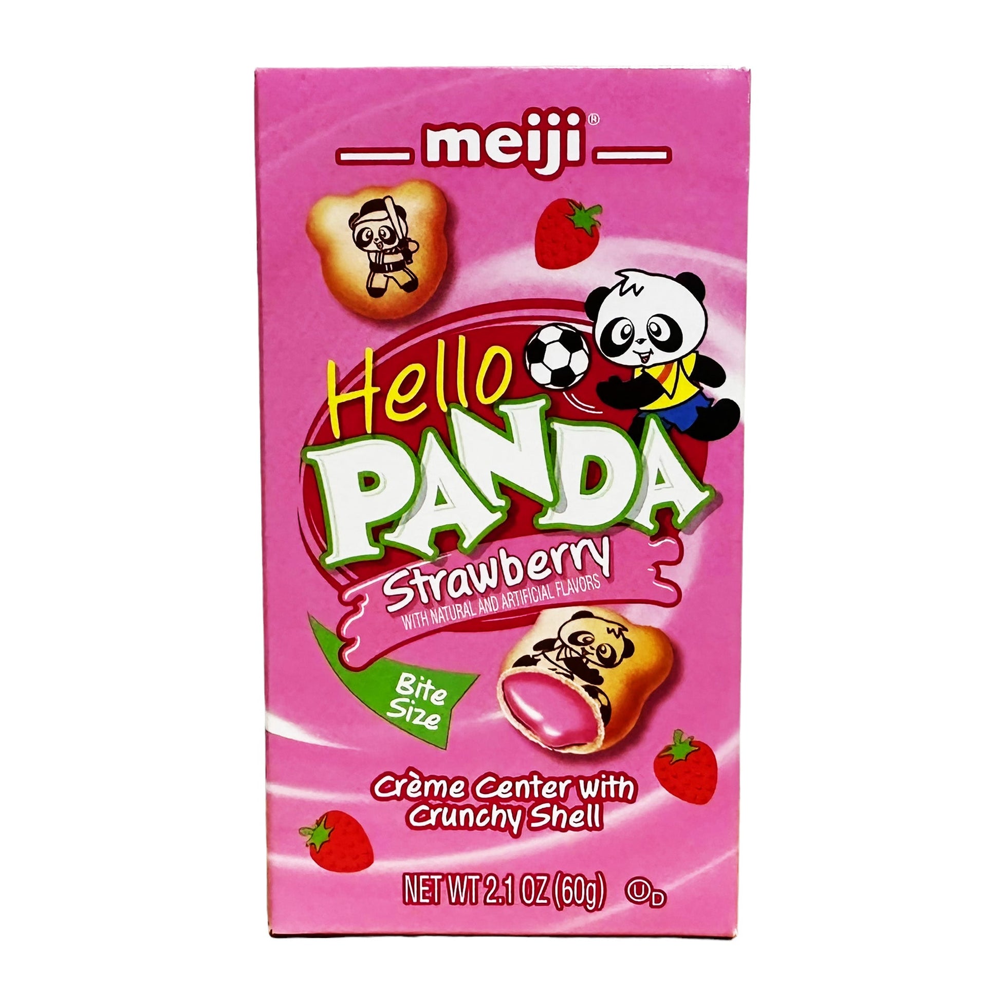 Front graphic image of Meiji Hello Panda Cookies - Strawberry Cream 2.1oz