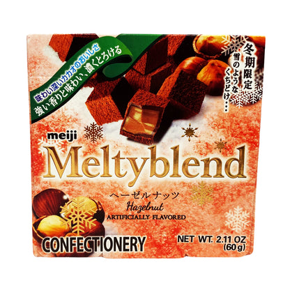 Front graphic image of Meiji Meltyblend Chocolate - Hazelnut Flavor 2.11oz (60g)
