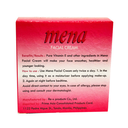 Back graphic view of Mena Facial Cream Pink 0.11oz