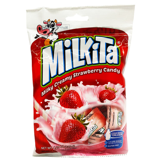 Front graphic image of Milkita Creamy Shake Candy - Strawberry Flavor 4.23oz (120g)