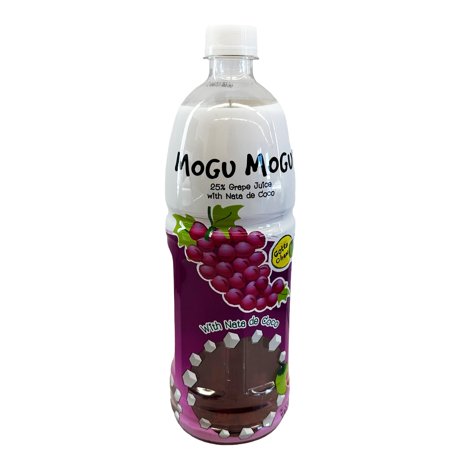Front graphic image of Mogu Mogu Grape Juice With Nata De Coco 33.8oz (1000ml)
