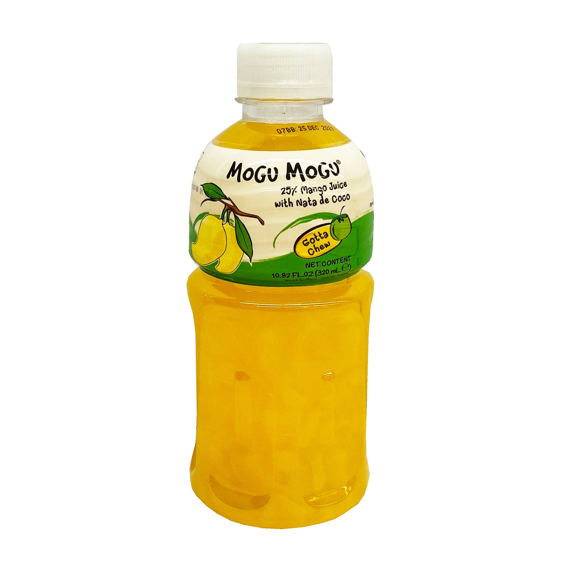 Front graphic image of Mogu Mogu Mango Juice with Nata De Coco 10.28oz