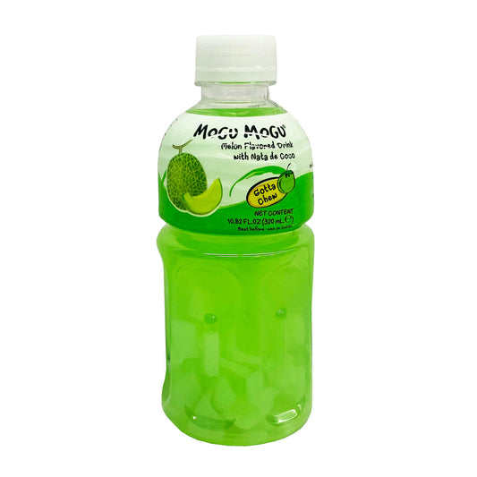 Front graphic image of Mogu Mogu Melon Juice with Nata De Coco 10.82oz
