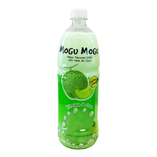 Front graphic image of Mogu Mogu Melon Juice with Nata De Coco 33.8oz (1000ml)