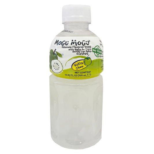 Front graphic image of Mogu Mogu Soursop Juice with Nata De Coco 10.82oz