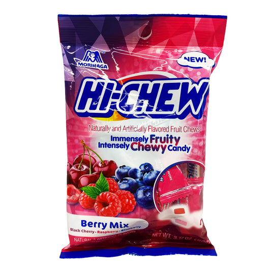 Front graphic image of Morinaga Hi-Chew Berry Mix Chewy Candy - Black Cherry, Raspberry, Blueberry 3.17oz (90g)