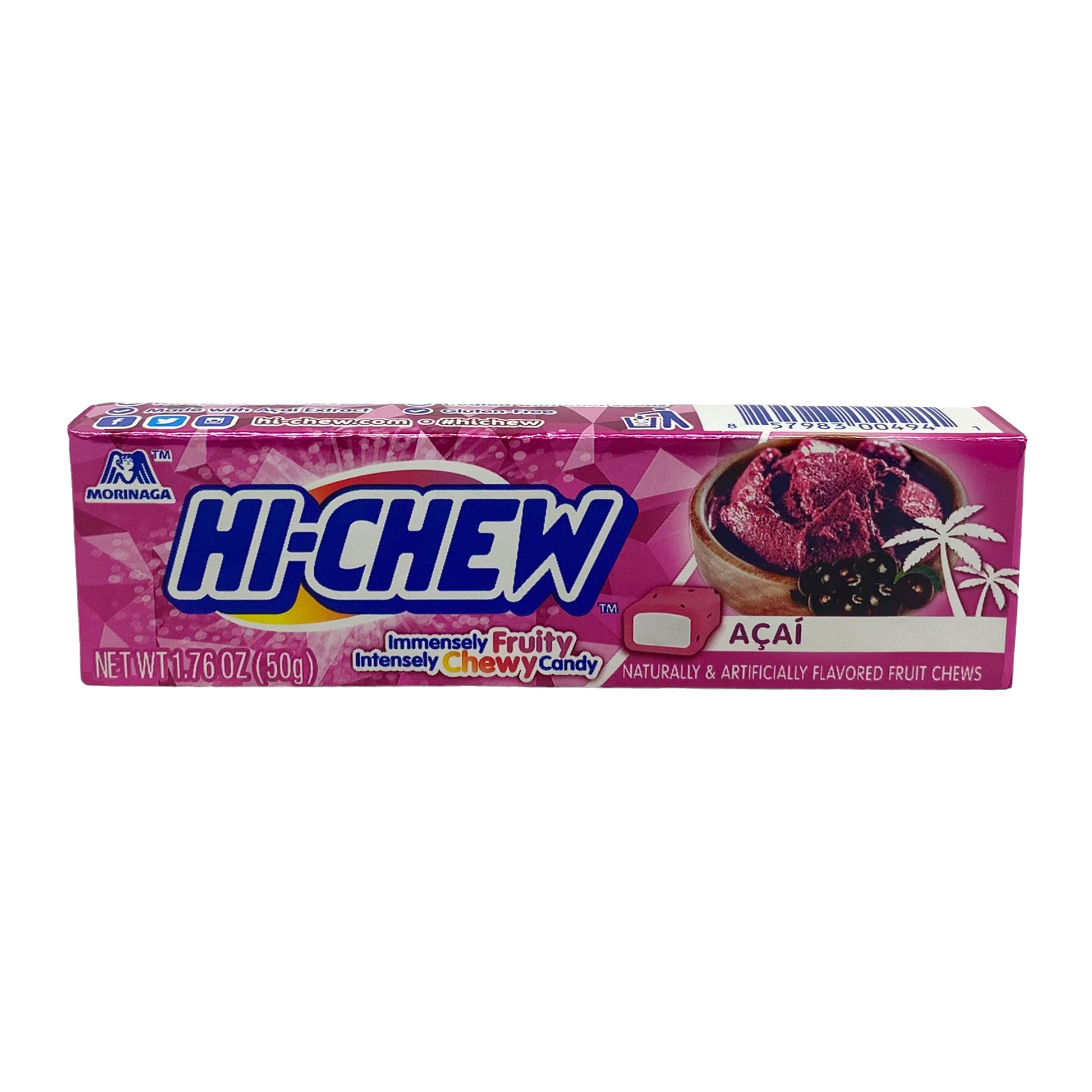 Front graphic view of Morinaga Hi-Chew Chewy Candy - Acai Flavor 1.76oz